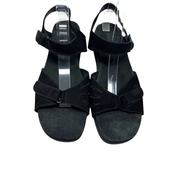 Rockport Black suede low sandals size 10W 10 Wide adjustable straps - Picture 3 of 11